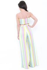 Multi Coloured Stripe Bralet And Trouser Co-ord
