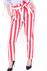 Brede streep papieren zak taille broek