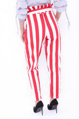 Brede streep papieren zak taille broek