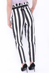 Brede streep papieren zak taille broek