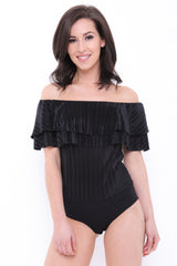 Pleated Frill Bardot Bodysuit