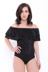 Pleated Frill Bardot Bodysuit