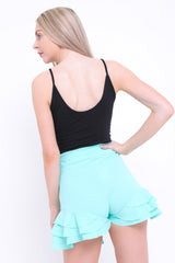 Belted Frill Hem Shorts