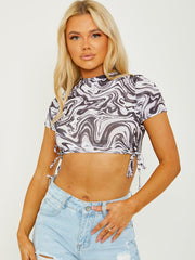 Tie Knot Sides Tie-Dye Crop Top