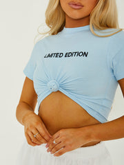 Limited Edition Embroidered Knot Front Crop Top