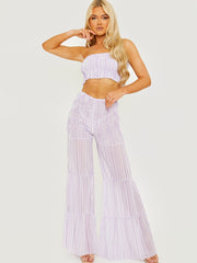 Shirred Striped Top & Tiered Trouser Co-ord