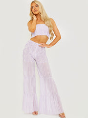 Shirred Striped Top & Tiered Trouser Co-ord