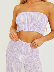 Shirred Striped Top & Tiered Trouser Co-ord