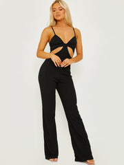 Cut Out Ribbed Cami Jumpsuit