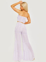 Shirred Striped Top & Tiered Trouser Co-ord