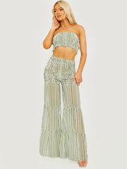 Shirred Striped Top & Tiered Trouser Co-ord