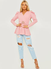 Double Ring Wrap Front Belted Top