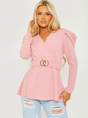 Double Ring Wrap Front Belted Top