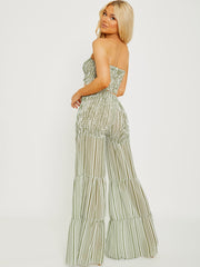 Shirred Striped Top & Tiered Trouser Co-ord