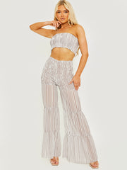 Shirred Striped Top & Tiered Trouser Co-ord