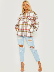 Classic Thick Colour Block Checked Shirt Jacket Shacket
