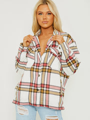Classic Thick Colour Block Checked Shirt Jacket Shacket