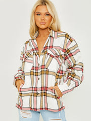 Classic Thick Colour Block Checked Shirt Jacket Shacket