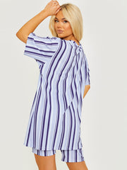 Striped Ribbed Oversized Top & Shorts Co-ord