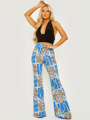 Leopardenkettendruck Slinky Wide Bein Hosen