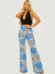 Leopardenkettendruck Slinky Wide Bein Hosen