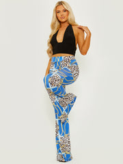 Leopardenkettendruck Slinky Wide Bein Hosen