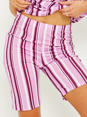 Striped Ribbed Oversized Top & Shorts Co-ord