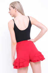 Belted Frill Hem Shorts