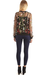 Floral Embroidered Sheer Top