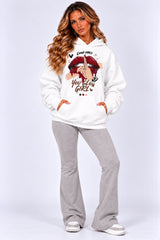 Bold Lips & Slogan Graphic Print Hoodie