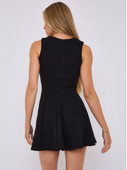 Pleated A-Line Tie Front flare Dress