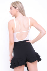 Belted Frill Hem Shorts