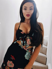 Blumendruckkrawatte Bralet und Rockkoordn