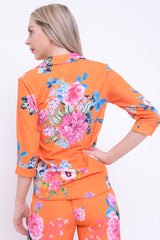 Wrap Twist Front Floral Print Top