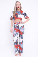Tropical Print Crop Top und Hosen Co-ordte