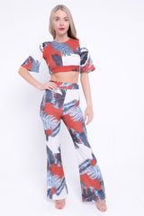 Tropical Print Crop Top und Hosen Co-ordte