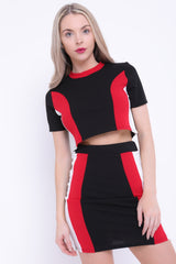 Contrast Panel Top And Skirt Co-ord