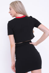 Contrast Panel Top And Skirt Co-ord