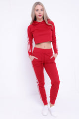 Side Stripe Cropped Loungewear Set