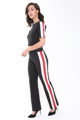Black And Red Side Stripe Loungewear Co-ord