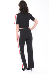 Black And Red Side Stripe Loungewear Co-ord