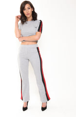 Black And Red Side Stripe Loungewear Co-ord