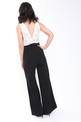 Crochet Lace Plunge Front Jumpsuit