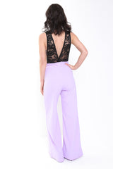 Crochet Lace Plunge Front Jumpsuit