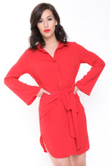 Fliege Krawatte vorne Hemdkleid