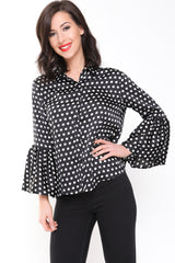 Polka Dot Glockenhülle Satinbluse