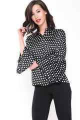 Polka Dot Glockenhülle Satinbluse