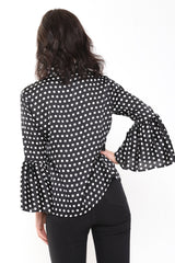 Polka Dot Glockenhülle Satinbluse