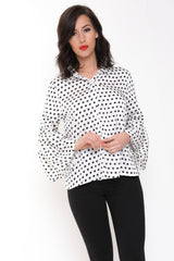 Polka Dot Glockenhülle Satinbluse