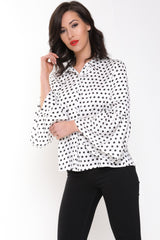 Polka Dot Glockenhülle Satinbluse